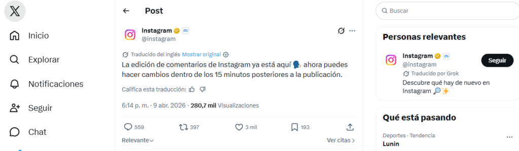 Novedades de Instagram 2026: ahora puedes editar comentarios, carruseles y miniaturas